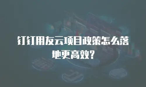 钉钉用友云项目政策怎么落地更高效？