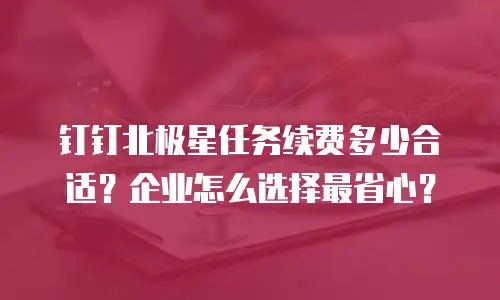 钉钉北极星任务续费多少合适？企业怎么选择最省心？