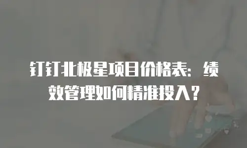 钉钉北极星项目价格表：绩效管理如何精准投入？