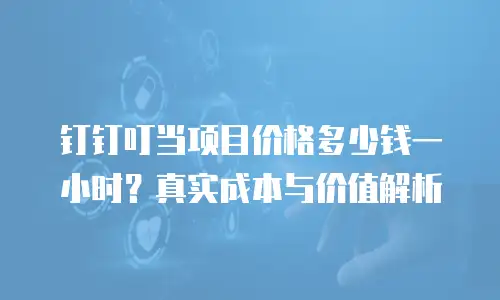 钉钉叮当项目价格多少钱一小时？真实成本与价值解析