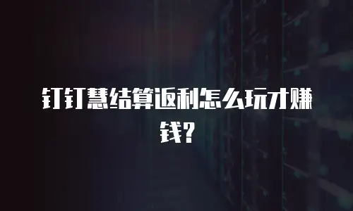 钉钉慧结算返利怎么玩才赚钱？