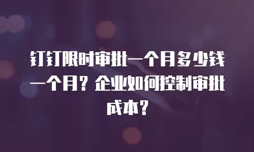 钉钉限时审批一个月多少钱一个月？企业如何控制审批成本？