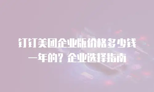 钉钉美团企业版价格多少钱一年的？企业选择指南