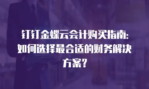 钉钉金蝶云会计购买指南：如何选择最合适的财务解决方案？