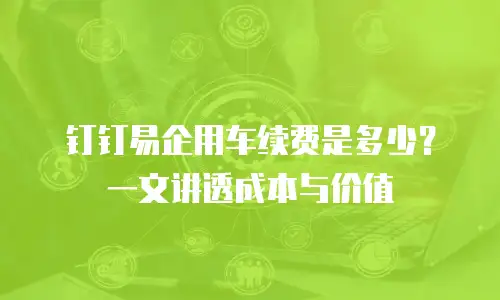 钉钉易企用车续费是多少？一文讲透成本与价值