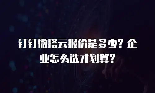 钉钉微搭云报价是多少？企业怎么选才划算？