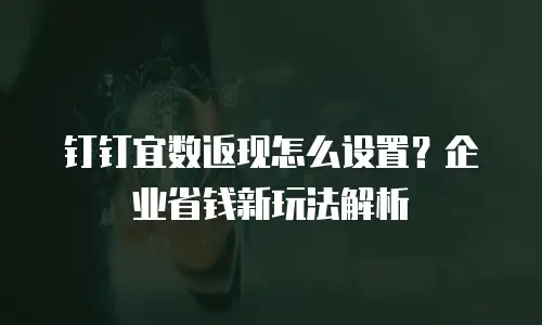 钉钉宜数返现怎么设置？企业省钱新玩法解析