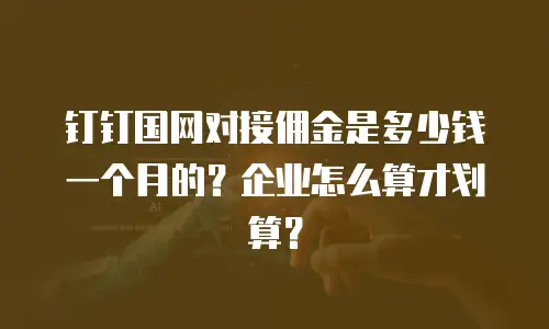 钉钉国网对接佣金是多少钱一个月的？企业怎么算才划算？