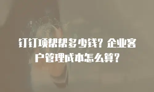 钉钉项帮帮多少钱？企业客户管理成本怎么算？