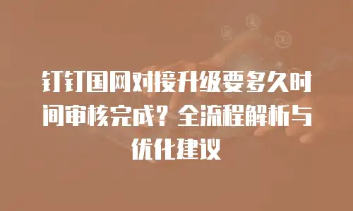 钉钉国网对接升级要多久时间审核完成？全流程解析与优化建议