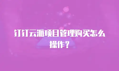 钉钉云派项目管理购买怎么操作？
