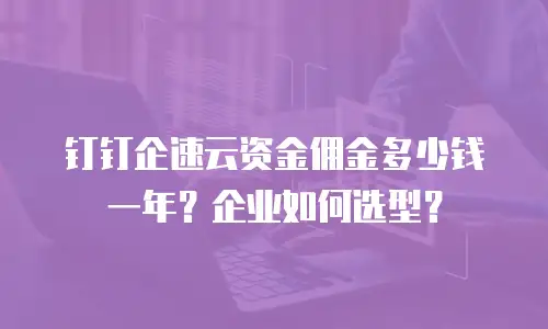 钉钉企速云资金佣金多少钱一年？企业如何选型？