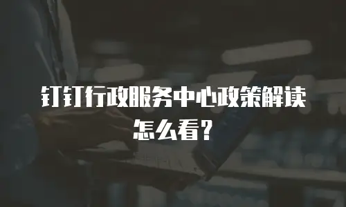 钉钉行政服务中心政策解读怎么看？