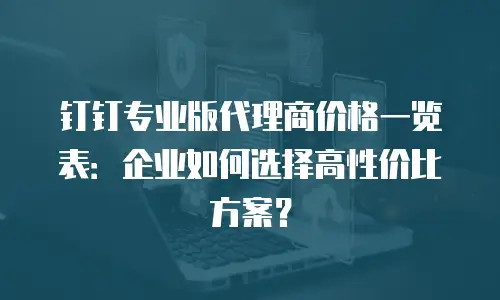 钉钉专业版代理商价格一览表：企业如何选择高性价比方案？