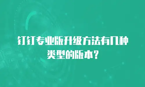 钉钉专业版升级方法有几种类型的版本？