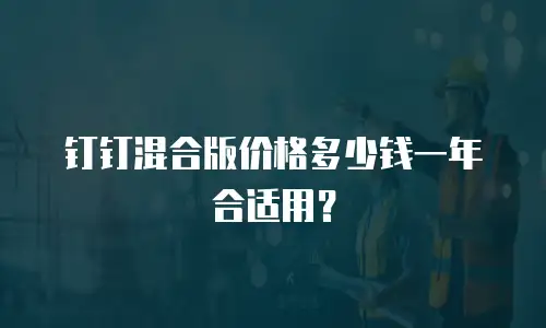 钉钉混合版价格多少钱一年合适用？