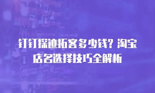 钉钉探迹拓客多少钱？淘宝店名选择技巧全解析