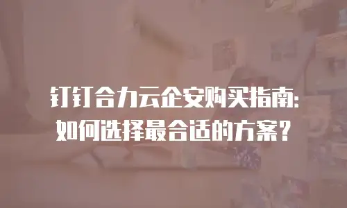 钉钉合力云企安购买指南：如何选择最合适的方案？