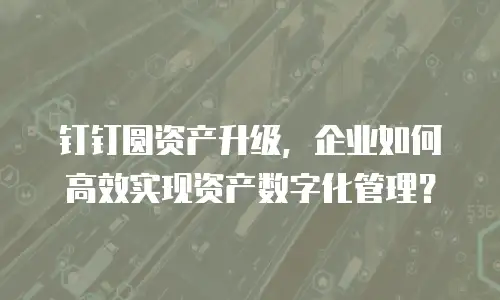 钉钉圆资产升级，企业如何高效实现资产数字化管理？