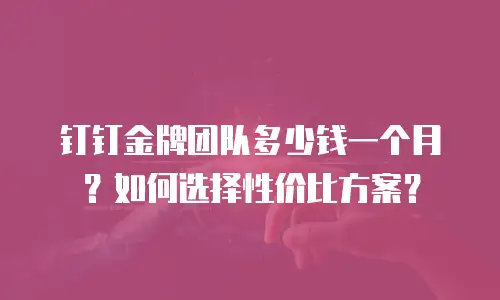 钉钉金牌团队多少钱一个月？如何选择性价比方案？