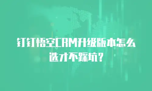 钉钉悟空CRM升级版本怎么选才不踩坑？