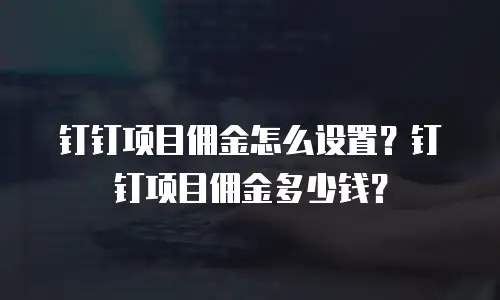 钉钉项目佣金怎么设置？钉钉项目佣金多少钱？