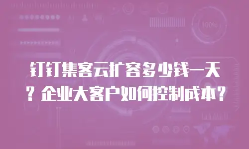 钉钉集客云扩容多少钱一天？企业大客户如何控制成本？