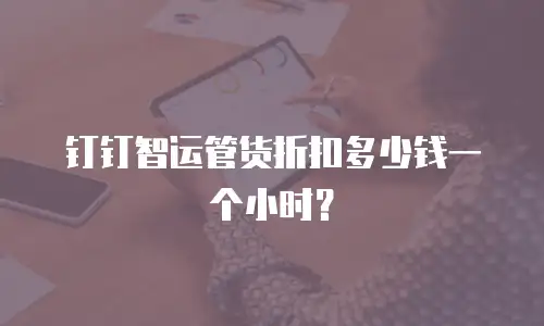 钉钉智运管货折扣多少钱一个小时？