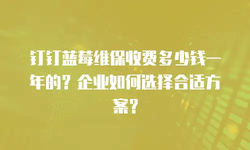 钉钉蓝莓维保收费多少钱一年的？企业如何选择合适方案？