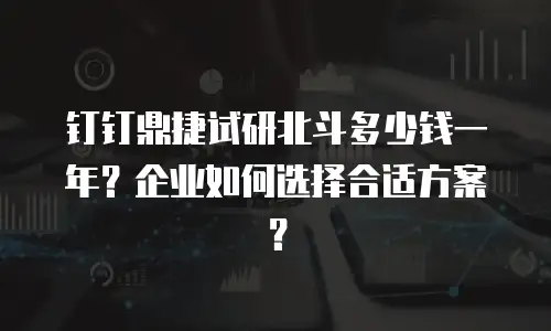 钉钉鼎捷试研北斗多少钱一年？企业如何选择合适方案？