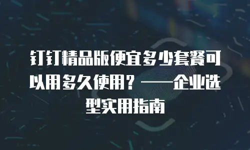 钉钉精品版便宜多少套餐可以用多久使用？&mdash;&mdash;企业选型实用指南