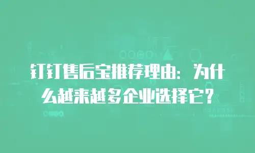 钉钉售后宝推荐理由：为什么越来越多企业选择它？