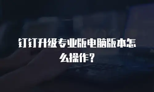 钉钉升级专业版电脑版本怎么操作？