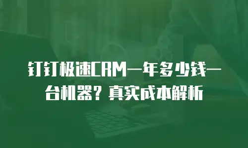 钉钉极速CRM一年多少钱一台机器？真实成本解析