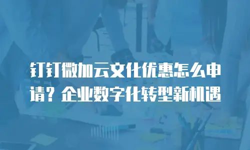 钉钉微加云文化优惠怎么申请？企业数字化转型新机遇