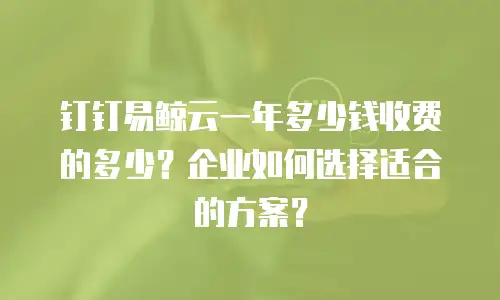钉钉易鲸云一年多少钱收费的多少？企业如何选择适合的方案？