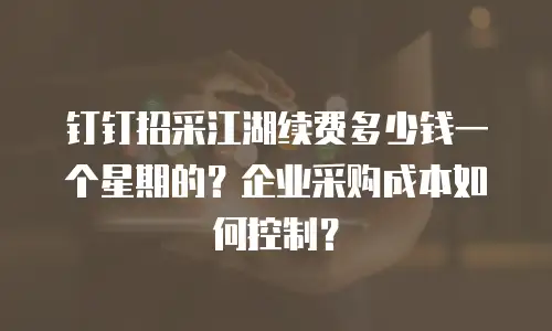 钉钉招采江湖续费多少钱一个星期的？企业采购成本如何控制？