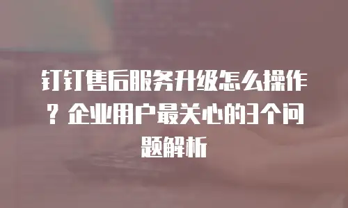 钉钉售后服务升级怎么操作？企业用户最关心的3个问题解析