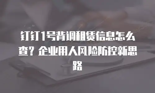 钉钉1号背调租赁信息怎么查？企业用人风险防控新思路