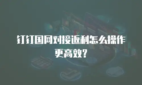 钉钉国网对接返利怎么操作更高效？