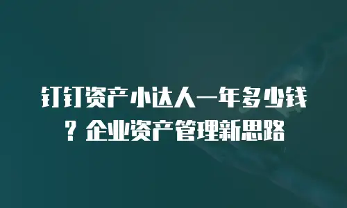 钉钉资产小达人一年多少钱？企业资产管理新思路