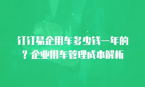 钉钉易企用车多少钱一年的？企业用车管理成本解析