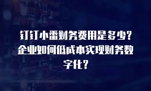 钉钉小番财务费用是多少？企业如何低成本实现财务数字化？