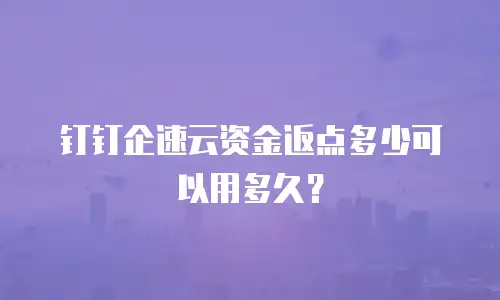 钉钉企速云资金返点多少可以用多久？