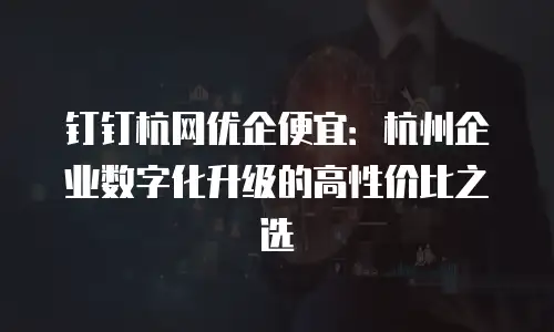 钉钉杭网优企便宜：杭州企业数字化升级的高性价比之选