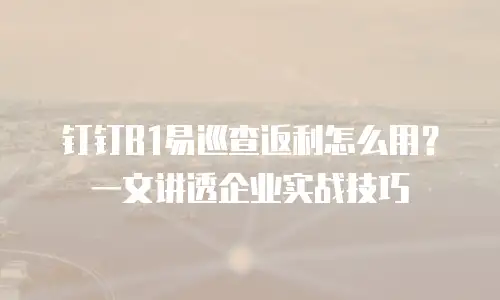 钉钉B1易巡查返利怎么用？一文讲透企业实战技巧