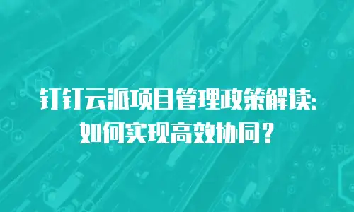 钉钉云派项目管理政策解读：如何实现高效协同？