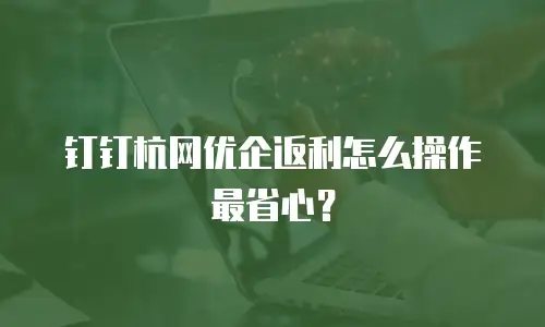 钉钉杭网优企返利怎么操作最省心？