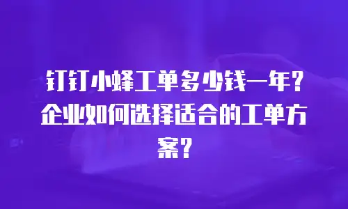 钉钉小蜂工单多少钱一年？企业如何选择适合的工单方案？