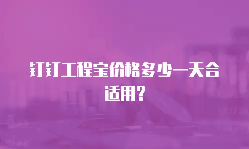 钉钉工程宝价格多少一天合适用？